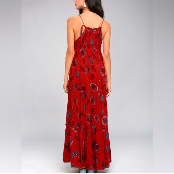 Free People Intimately Garden party maxi red xs smocking tie straps - Picture 3 of 6